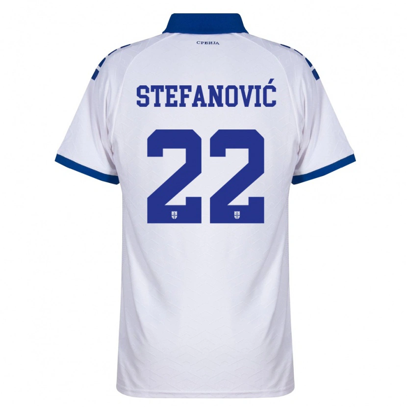 Danxen Män Serbien Dejana Stefanovic #22 Marin Vit Röd Bortatröja Matchtröjor 26-28 Tröjor T-Tröja