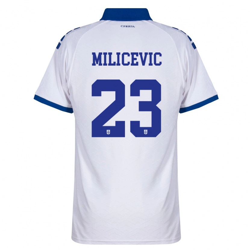 Danxen Män Serbien Andrija Milicevic #23 Marin Vit Röd Bortatröja Matchtröjor 26-28 Tröjor T-Tröja