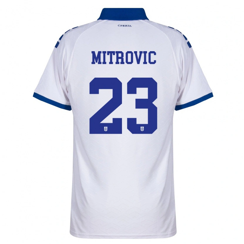 Danxen Män Serbien Vuk Mitrovic #23 Marin Vit Röd Bortatröja Matchtröjor 26-28 Tröjor T-Tröja