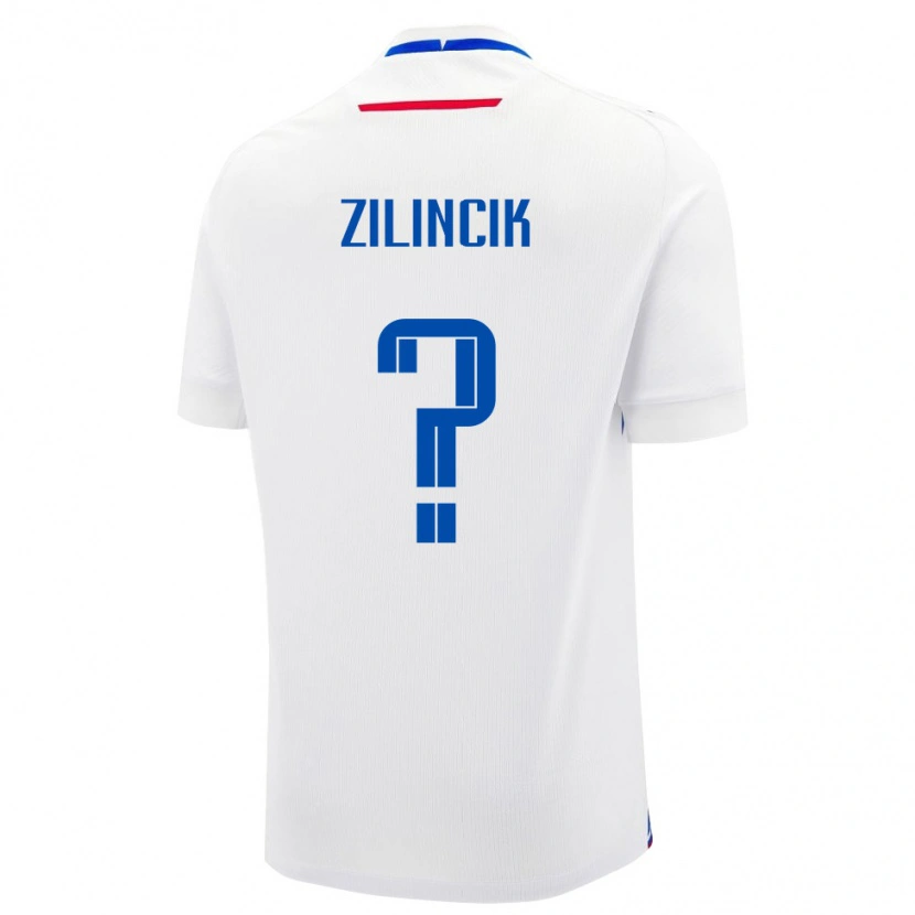 Danxen Män Slovakien Lukas Zilincik #0 Vit Blå Bortatröja Matchtröjor 26-28 Tröjor T-Tröja