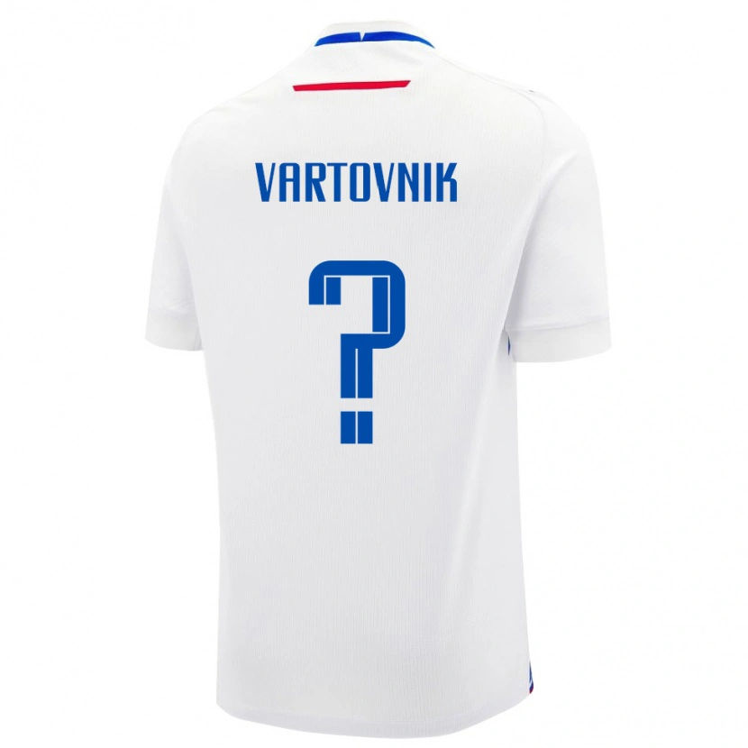 Danxen Män Slovakien Michal Vartovnik #0 Vit Blå Bortatröja Matchtröjor 26-28 Tröjor T-Tröja