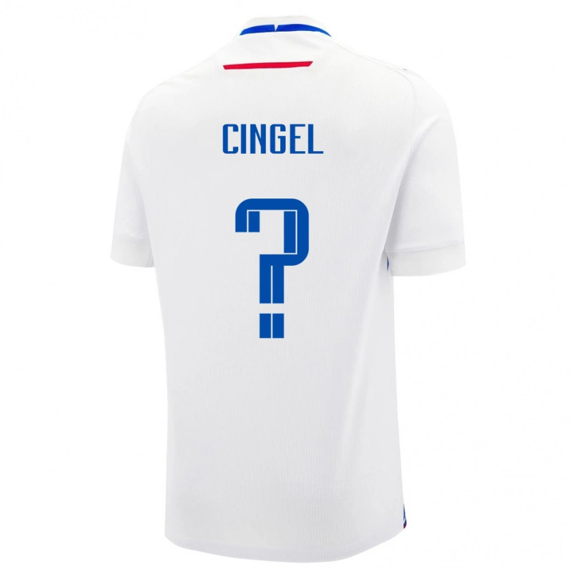 Danxen Män Slovakien Mark Cingel #0 Vit Blå Bortatröja Matchtröjor 26-28 Tröjor T-Tröja