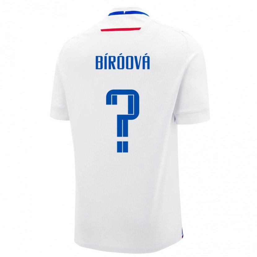 Danxen Män Slovakien Alexandra Bíróová #0 Vit Blå Bortatröja Matchtröjor 26-28 Tröjor T-Tröja