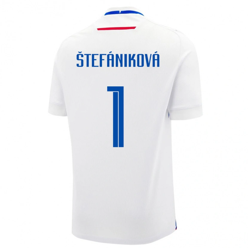 Danxen Män Slovakien Marína Štefániková #1 Vit Blå Bortatröja Matchtröjor 26-28 Tröjor T-Tröja