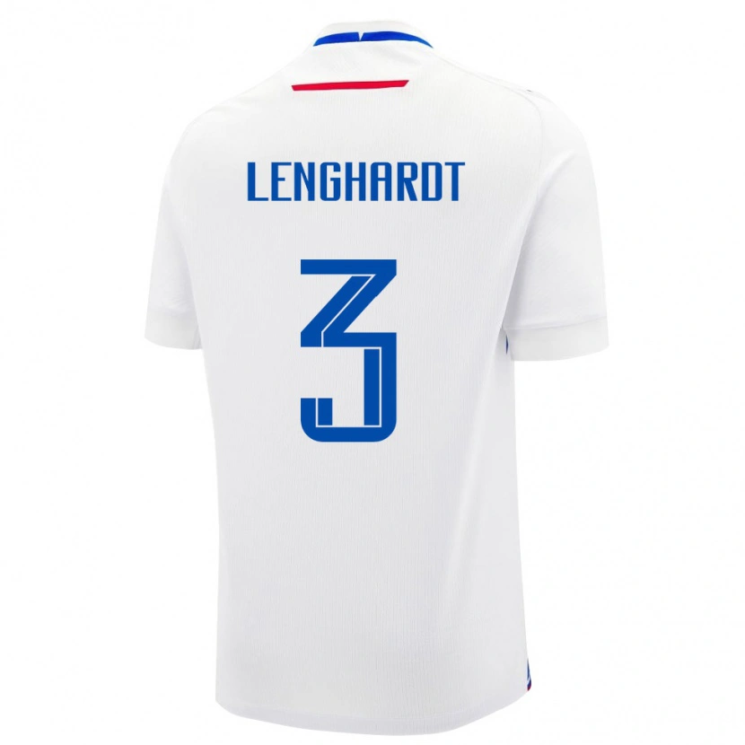 Danxen Män Slovakien Simon Lenghardt #3 Vit Blå Bortatröja Matchtröjor 26-28 Tröjor T-Tröja