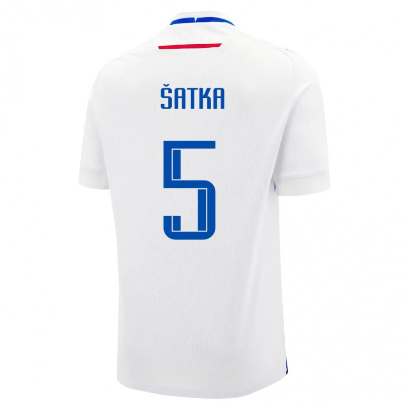 Danxen Män Slovakien Lubomir Satka #5 Vit Blå Bortatröja Matchtröjor 26-28 Tröjor T-Tröja