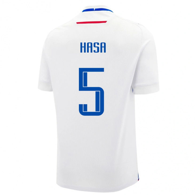 Danxen Män Slovakien Samuel Hasa #5 Vit Blå Bortatröja Matchtröjor 26-28 Tröjor T-Tröja