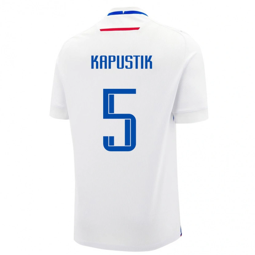 Danxen Män Slovakien Killian Kapustik #5 Vit Blå Bortatröja Matchtröjor 26-28 Tröjor T-Tröja