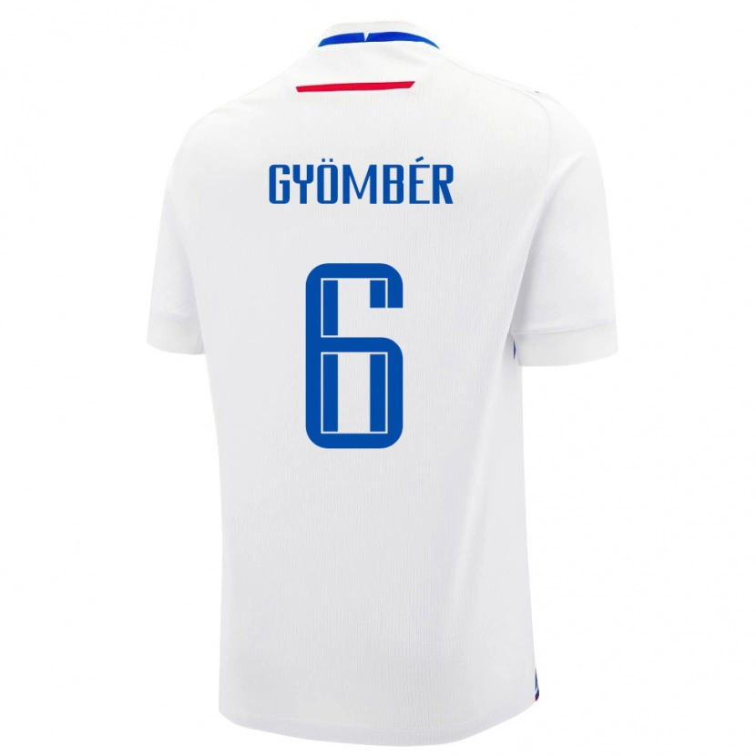 Danxen Män Slovakien Norbert Gyömbér #6 Vit Blå Bortatröja Matchtröjor 26-28 Tröjor T-Tröja