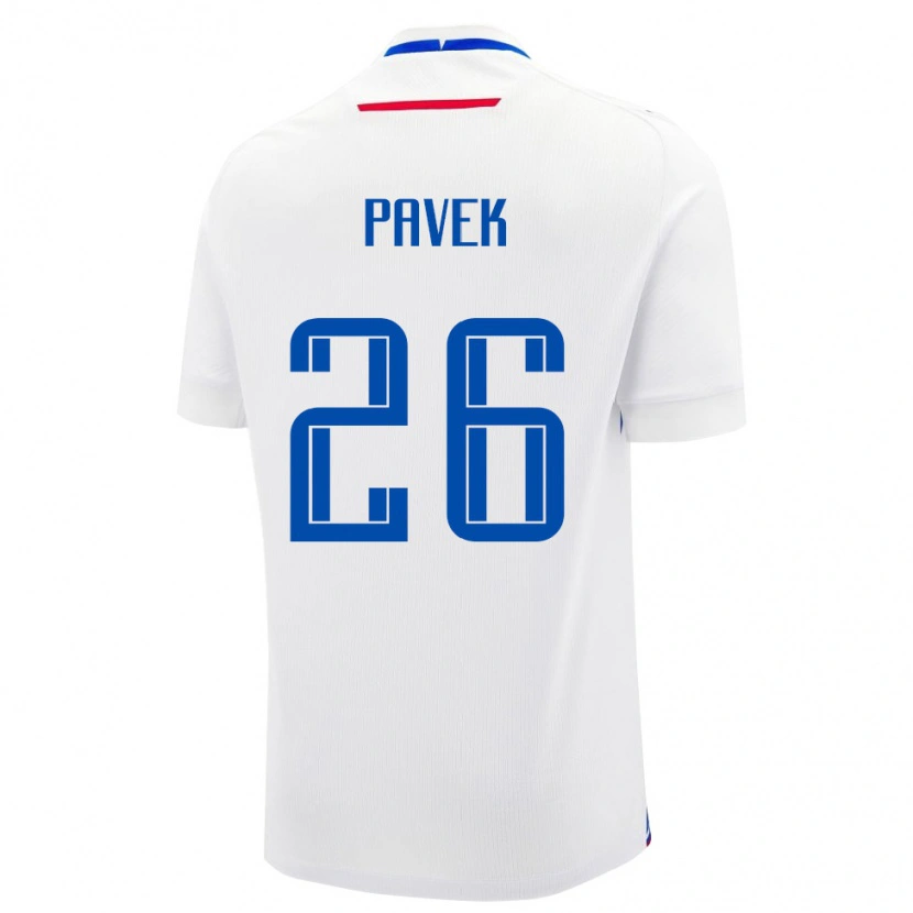 Danxen Män Slovakien Hugo Pavek #26 Vit Blå Bortatröja Matchtröjor 26-28 Tröjor T-Tröja