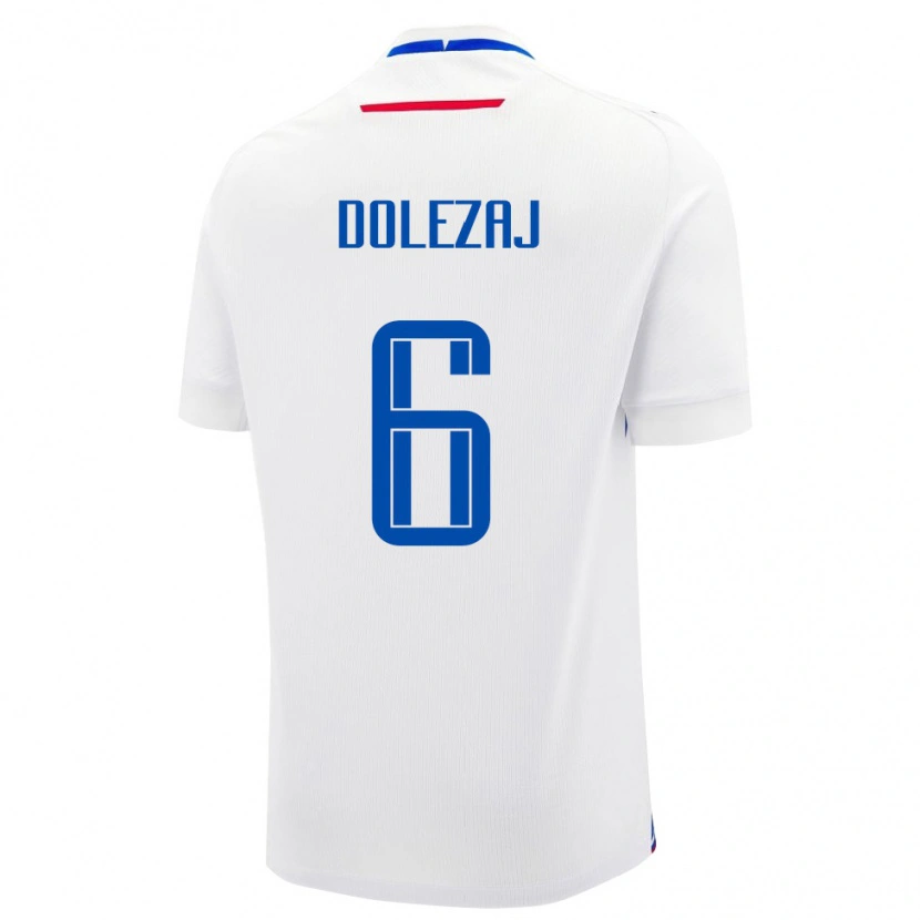 Danxen Män Slovakien Maxim Dolezaj #6 Vit Blå Bortatröja Matchtröjor 26-28 Tröjor T-Tröja