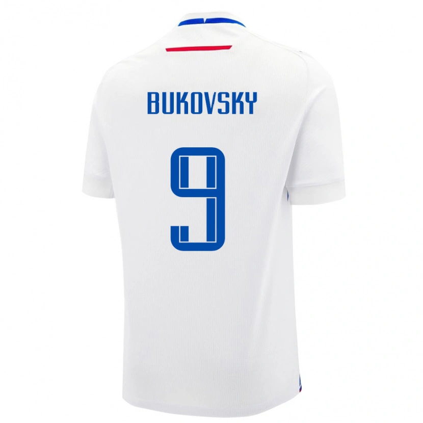 Danxen Män Slovakien David Bukovsky #9 Vit Blå Bortatröja Matchtröjor 26-28 Tröjor T-Tröja