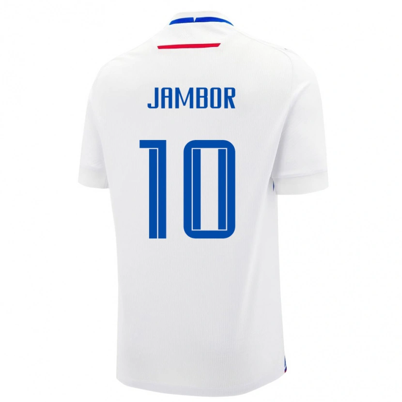 Danxen Män Slovakien Timotej Jambor #10 Vit Blå Bortatröja Matchtröjor 26-28 Tröjor T-Tröja