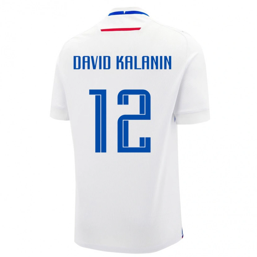 Danxen Män Slovakien David Kalanin #12 Vit Blå Bortatröja Matchtröjor 26-28 Tröjor T-Tröja