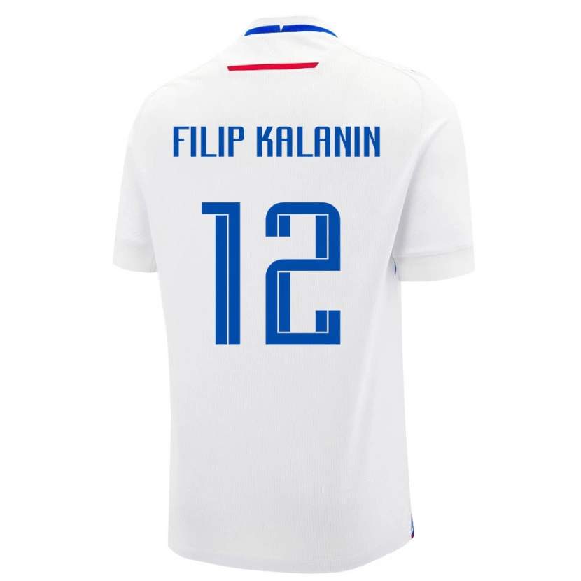 Danxen Män Slovakien Filip Kalanin #12 Vit Blå Bortatröja Matchtröjor 26-28 Tröjor T-Tröja