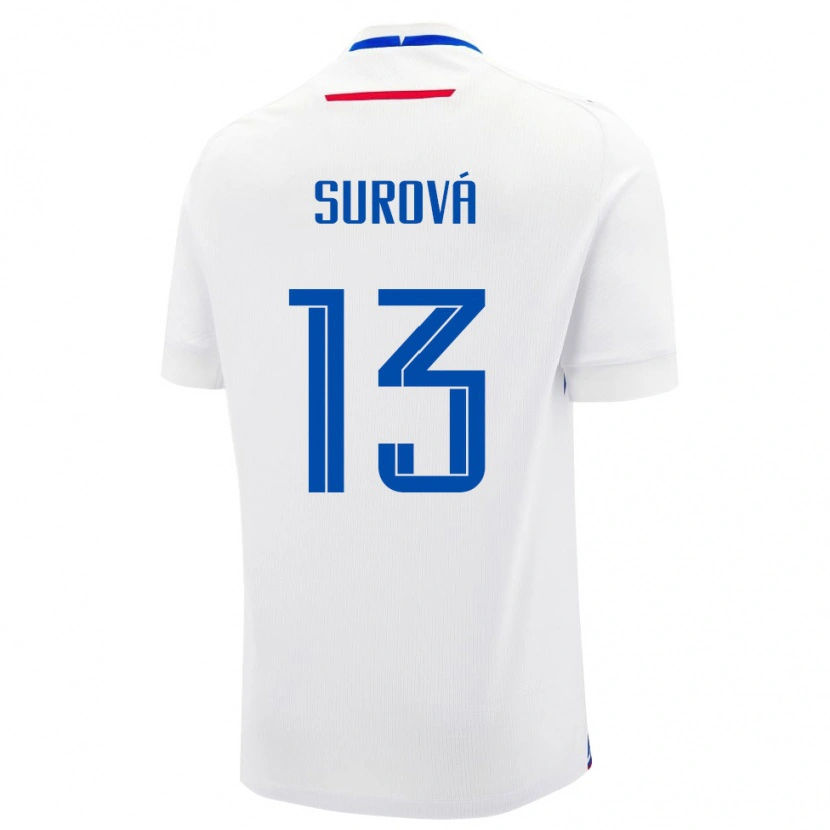 Danxen Män Slovakien Aneta Surová #13 Vit Blå Bortatröja Matchtröjor 26-28 Tröjor T-Tröja