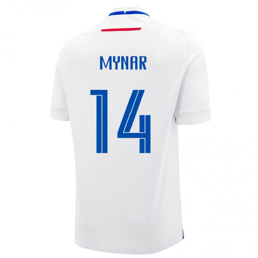 Danxen Män Slovakien Michal Mynar #14 Vit Blå Bortatröja Matchtröjor 26-28 Tröjor T-Tröja