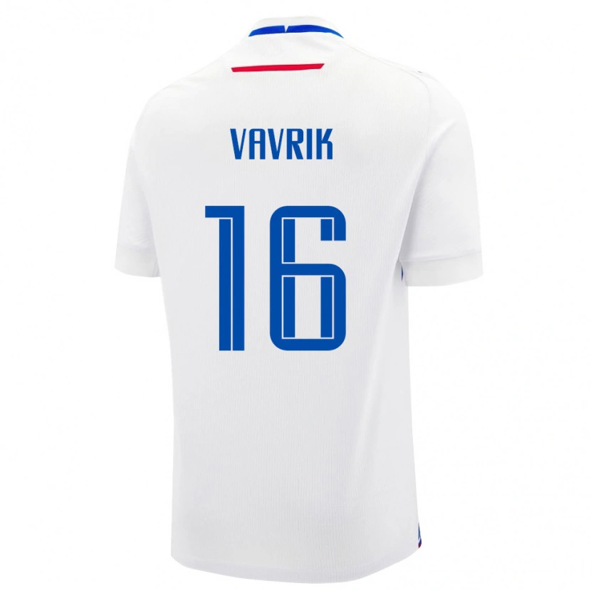 Danxen Män Slovakien Timotej Vavrik #16 Vit Blå Bortatröja Matchtröjor 26-28 Tröjor T-Tröja