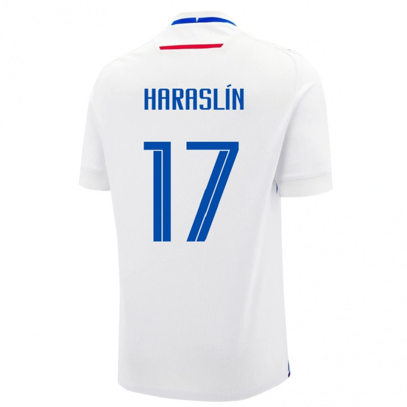 Danxen Män Slovakien Lukas Haraslin #17 Vit Blå Bortatröja Matchtröjor 26-28 Tröjor T-Tröja