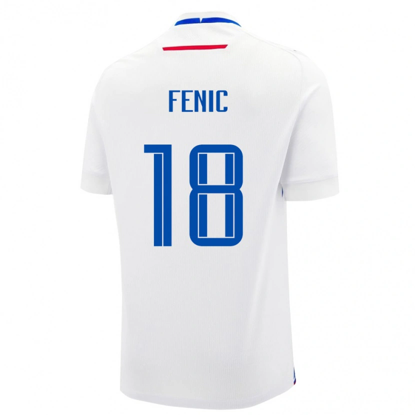 Danxen Män Slovakien Oliver Fenic #18 Vit Blå Bortatröja Matchtröjor 26-28 Tröjor T-Tröja