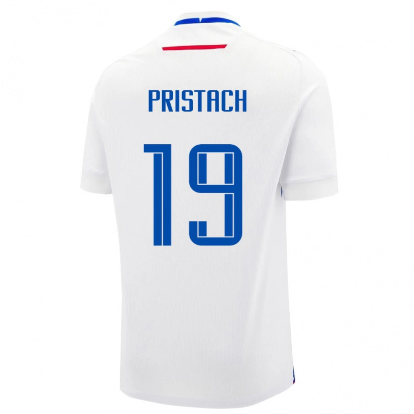 Danxen Män Slovakien Lukas Pristach #19 Vit Blå Bortatröja Matchtröjor 26-28 Tröjor T-Tröja