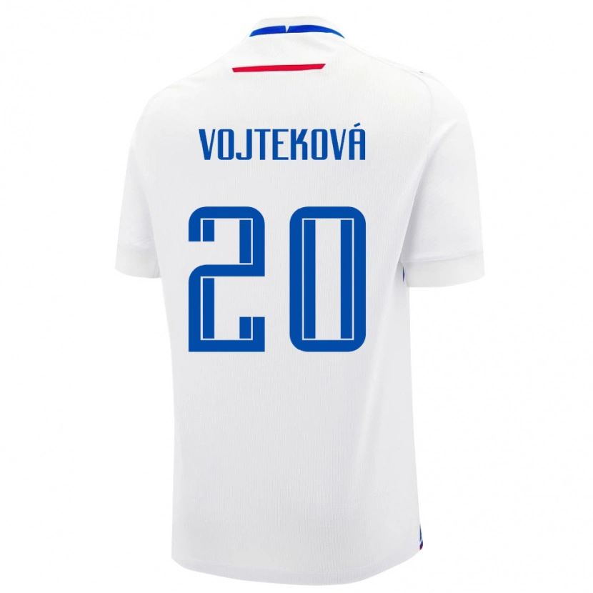 Danxen Män Slovakien Jana Vojteková #20 Vit Blå Bortatröja Matchtröjor 26-28 Tröjor T-Tröja