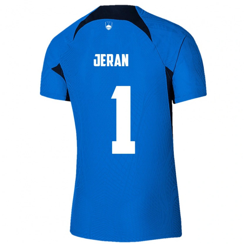 Danxen Män Slovenien Patrik Jeran #1 Blå Vit Bortatröja Matchtröjor 26-28 Tröjor T-Tröja