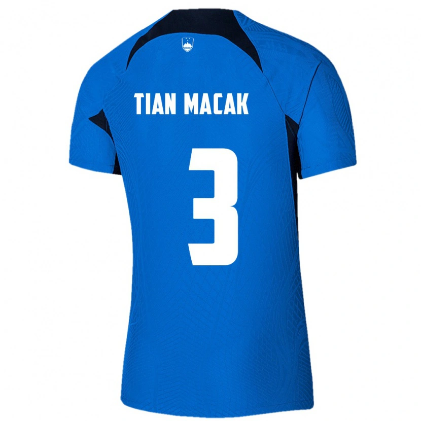 Danxen Män Slovenien Tian Macak #3 Blå Vit Bortatröja Matchtröjor 26-28 Tröjor T-Tröja