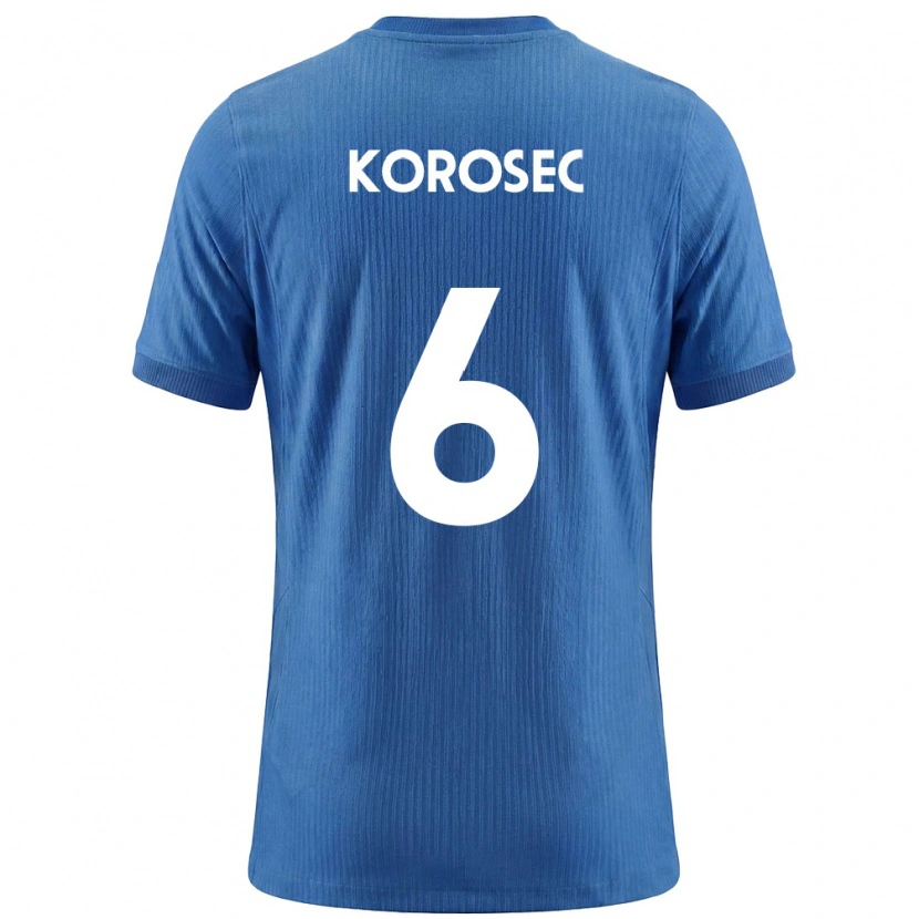 Danxen Män Slovenien Kaja Korošec #6 Blå Vit Bortatröja Matchtröjor 26-28 Tröjor T-Tröja
