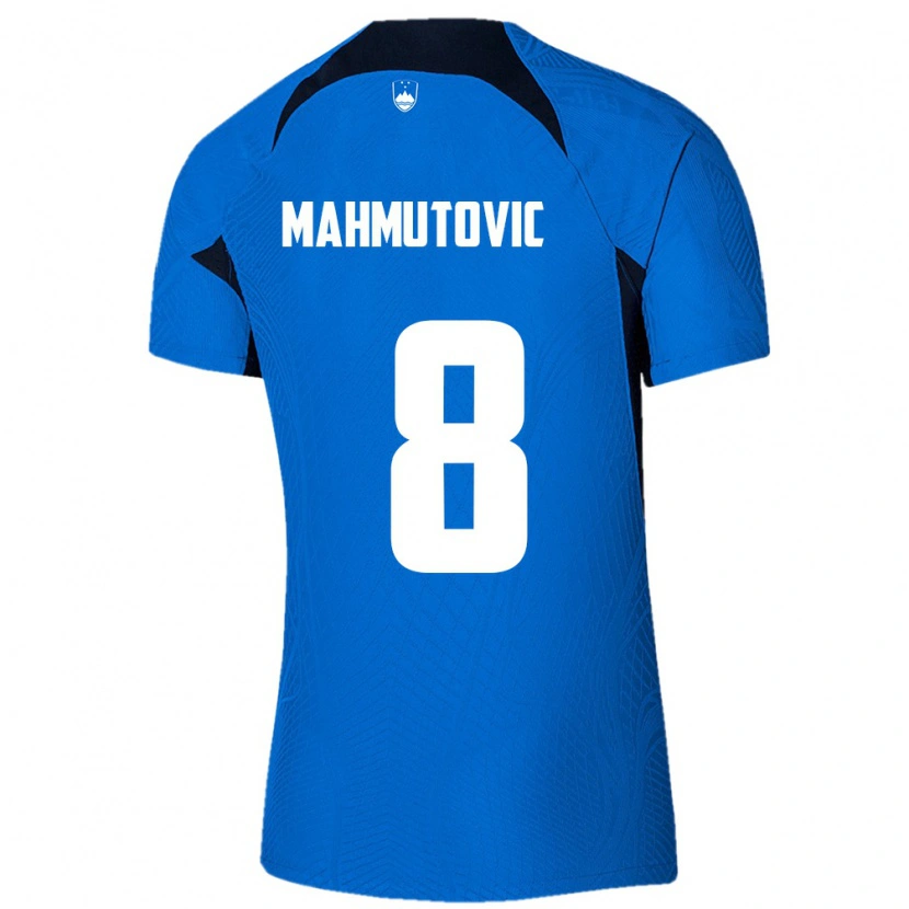 Danxen Män Slovenien Malik Mahmutovic #8 Blå Vit Bortatröja Matchtröjor 26-28 Tröjor T-Tröja