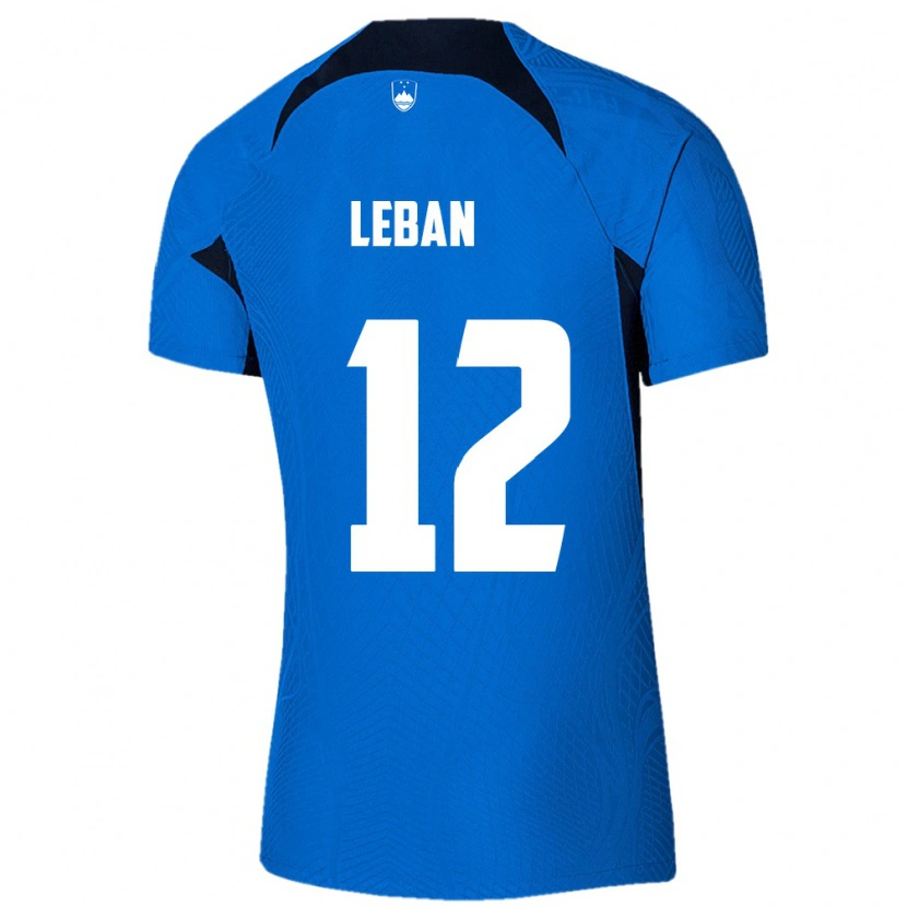 Danxen Män Slovenien Zan-Luk Leban #12 Blå Vit Bortatröja Matchtröjor 26-28 Tröjor T-Tröja