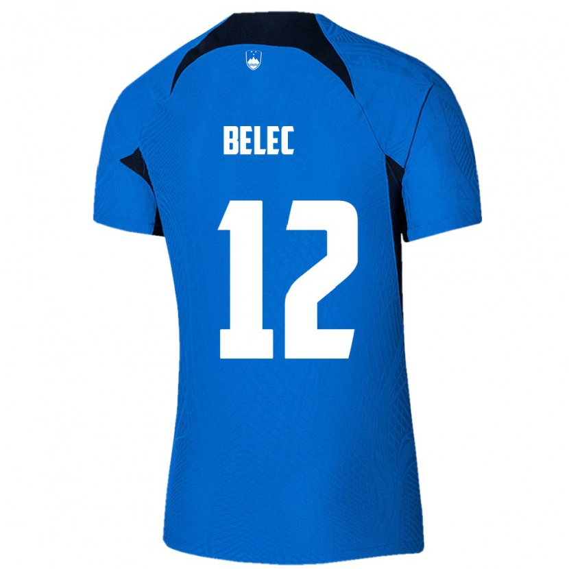 Danxen Män Slovenien Vid Belec #12 Blå Vit Bortatröja Matchtröjor 26-28 Tröjor T-Tröja