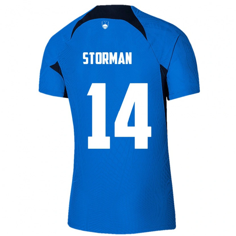 Danxen Män Slovenien Rok Storman #14 Blå Vit Bortatröja Matchtröjor 26-28 Tröjor T-Tröja
