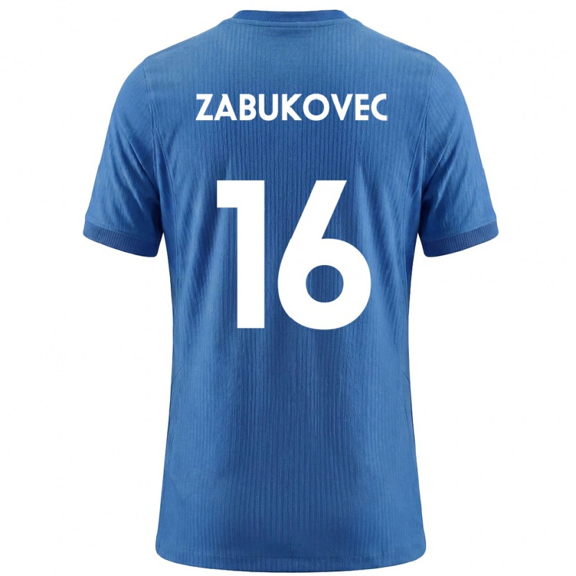 Danxen Män Slovenien Anze Zabukovec #16 Blå Vit Bortatröja Matchtröjor 26-28 Tröjor T-Tröja