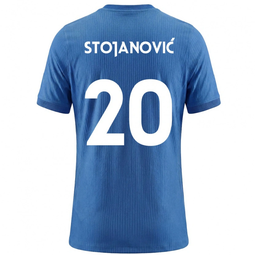 Danxen Män Slovenien Petar Stojanović #20 Blå Vit Bortatröja Matchtröjor 26-28 Tröjor T-Tröja