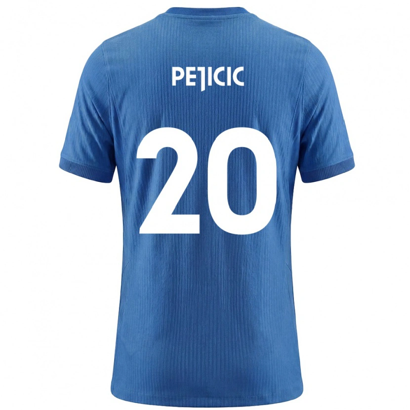 Danxen Män Slovenien David Pejičić #20 Blå Vit Bortatröja Matchtröjor 26-28 Tröjor T-Tröja