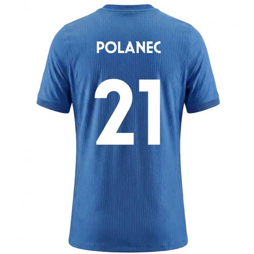 Danxen Män Slovenien Gaj Polanec #21 Blå Vit Bortatröja Matchtröjor 26-28 Tröjor T-Tröja