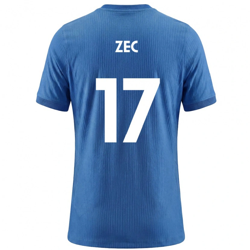 Danxen Män Slovenien David Zec #17 Blå Vit Bortatröja Matchtröjor 26-28 Tröjor T-Tröja