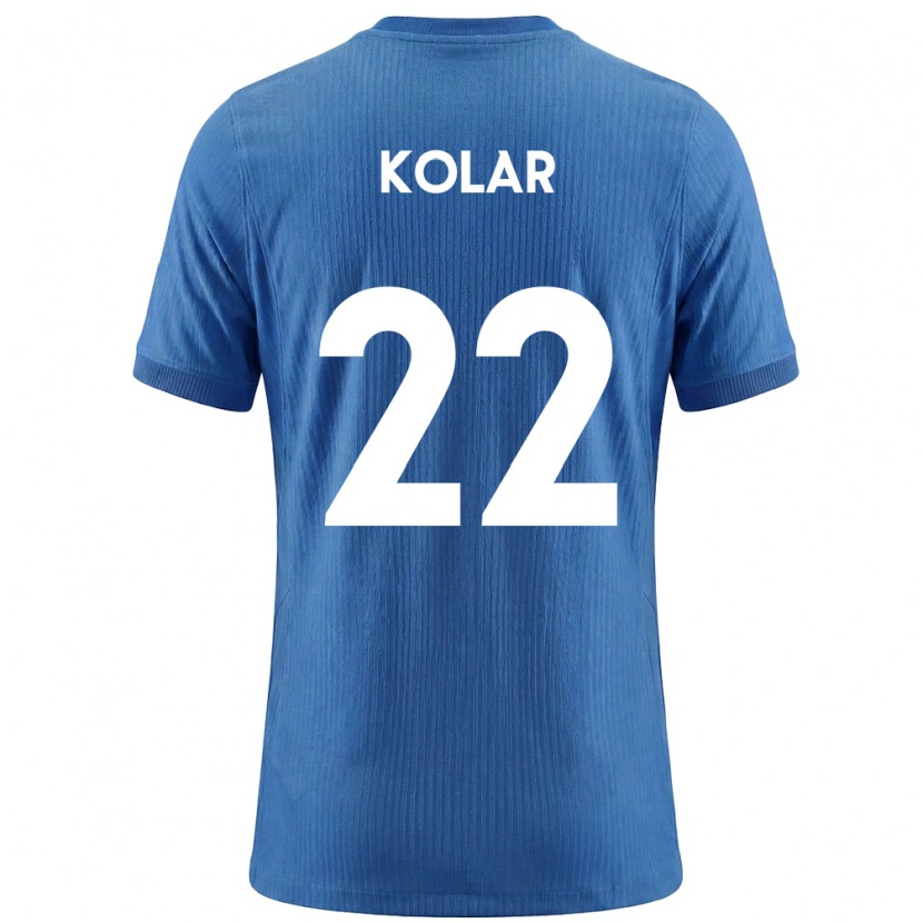 Danxen Män Slovenien Luka Kolar #22 Blå Vit Bortatröja Matchtröjor 26-28 Tröjor T-Tröja