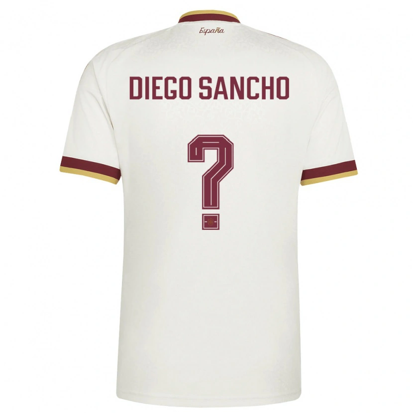 Danxen Män Spanien Diego Sancho #0 Off-White Burgund Bortatröja Matchtröjor 26-28 Tröjor T-Tröja