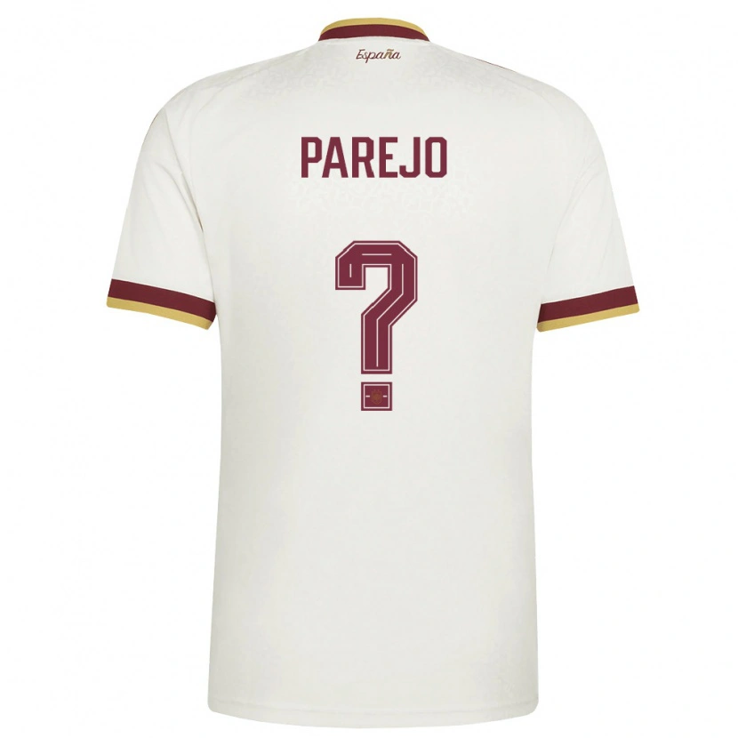Danxen Män Spanien Óscar Parejo #0 Off-White Burgund Bortatröja Matchtröjor 26-28 Tröjor T-Tröja