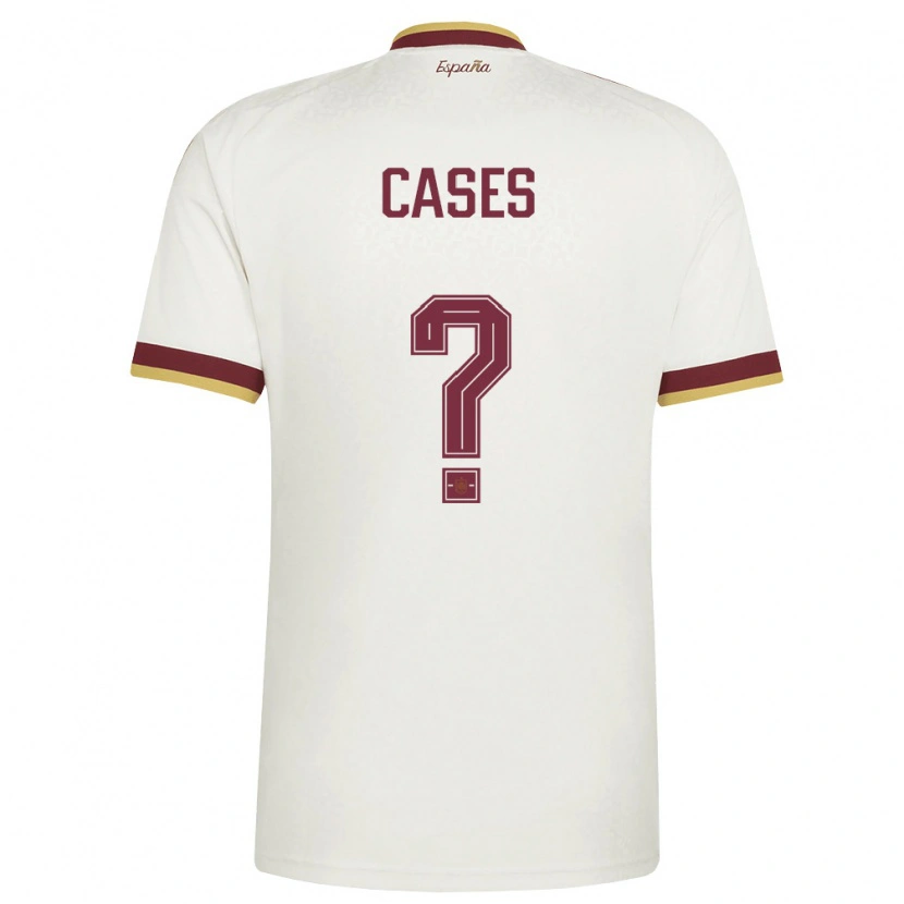 Danxen Män Spanien Arnau Cases #0 Off-White Burgund Bortatröja Matchtröjor 26-28 Tröjor T-Tröja