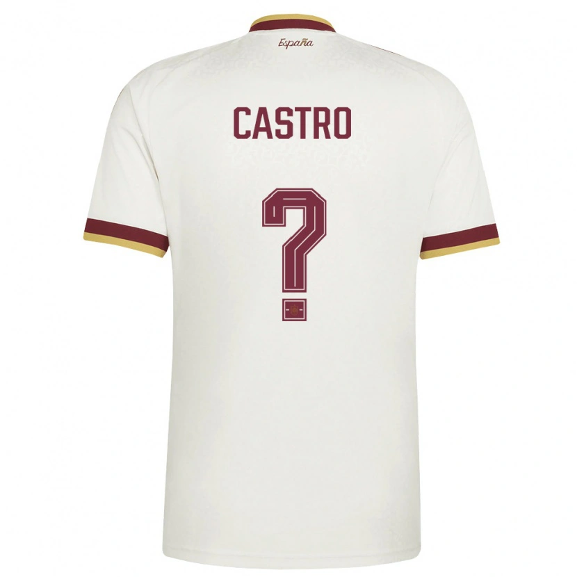 Danxen Män Spanien Danel Castro #0 Off-White Burgund Bortatröja Matchtröjor 26-28 Tröjor T-Tröja