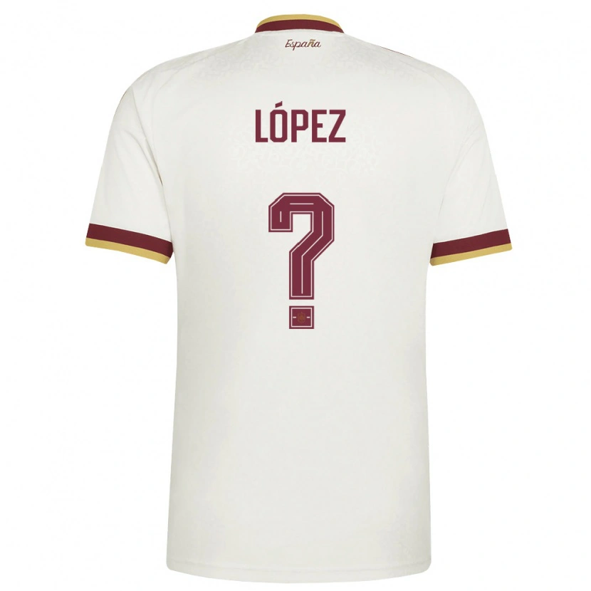 Danxen Män Spanien Mikel López #0 Off-White Burgund Bortatröja Matchtröjor 26-28 Tröjor T-Tröja