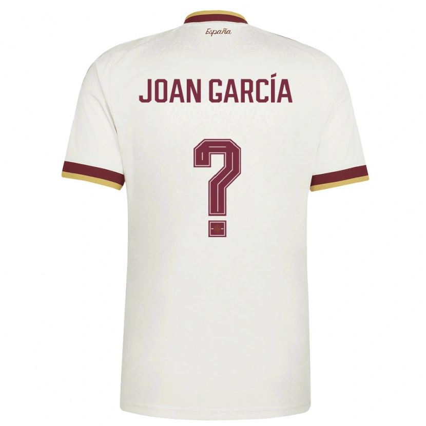 Danxen Män Spanien Joan García #0 Off-White Burgund Bortatröja Matchtröjor 26-28 Tröjor T-Tröja