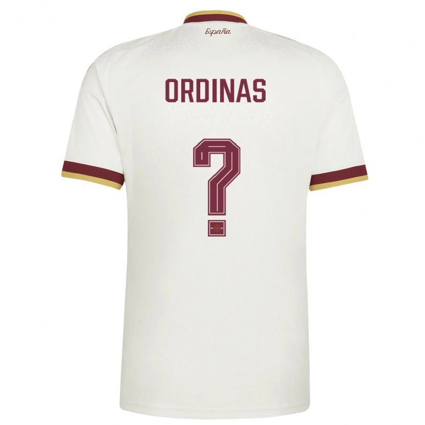 Danxen Män Spanien Matías Ordinas #0 Off-White Burgund Bortatröja Matchtröjor 26-28 Tröjor T-Tröja
