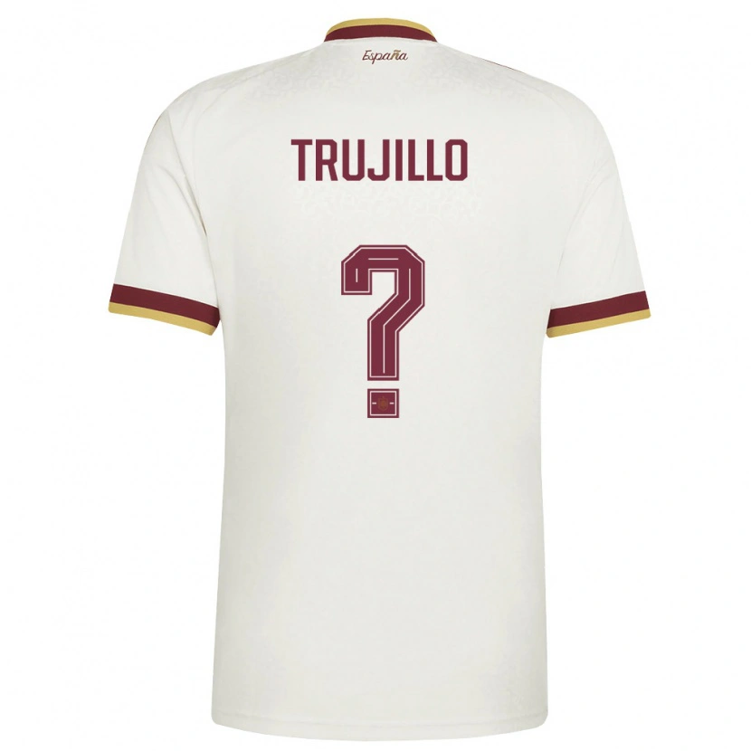 Danxen Män Spanien Jairo Trujillo #0 Off-White Burgund Bortatröja Matchtröjor 26-28 Tröjor T-Tröja