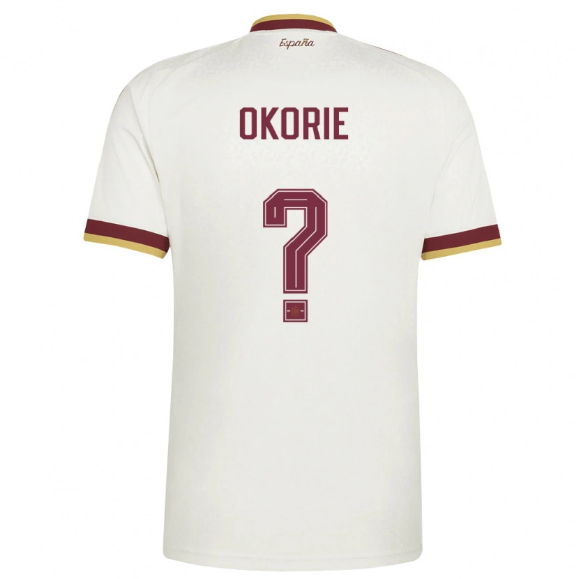 Danxen Män Spanien Victory Okorie #0 Off-White Burgund Bortatröja Matchtröjor 26-28 Tröjor T-Tröja