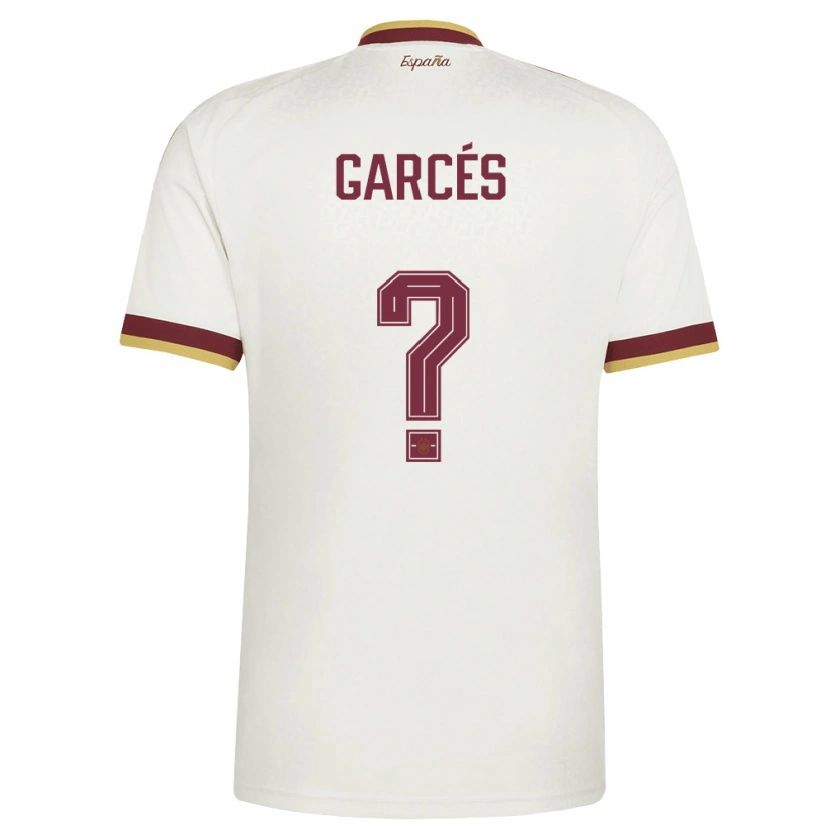 Danxen Män Spanien Hugo Garcés #0 Off-White Burgund Bortatröja Matchtröjor 26-28 Tröjor T-Tröja