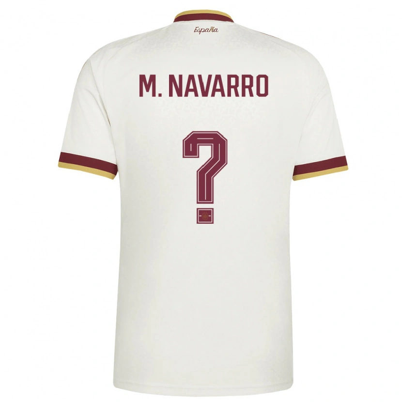 Danxen Män Spanien Manu Navarro #0 Off-White Burgund Bortatröja Matchtröjor 26-28 Tröjor T-Tröja